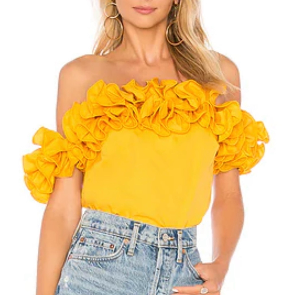 Amanda Upricher Joelle Ruffle Off-Shoulder Top